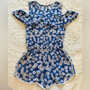 Girls one piece romper - floral print - size:small